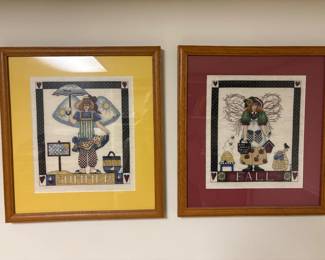 $100, (4) 4 seasons framed cross stitch