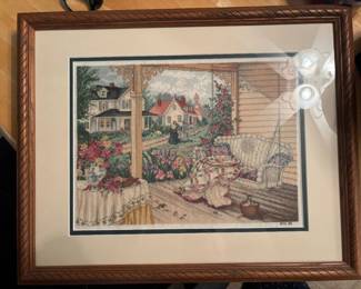 $30, Front porch cross stitch