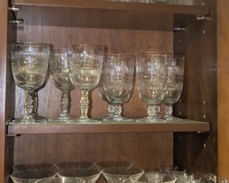 Tiffin Festival and Antwerp patterns stemware water glasses, wines, cordials