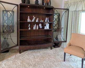 Lladro porcelain figurines, accent chairs