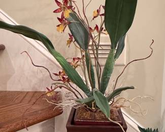Artificial Oncidium 'Dancing Lady' Orchid Arrangement in Ceramic Planter
