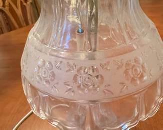 Vintage Pressed Glass Hurricane Table Lamp