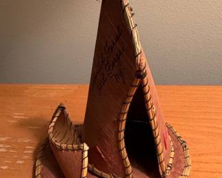 Enchanted Forest Old Forge NY Souvenir Birch Bark Wigwam and Canoe