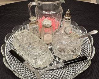 Vintage Anchor Hocking Wexford Pressed Glass Serving Collection