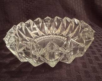 Vintage KIG Indonesia Diamond Cut Crystal Ashtray