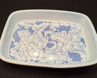 Blue and White Floral Rectangular Serving Tray