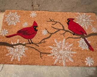 Cardinal and Snowflake Coir Doormat