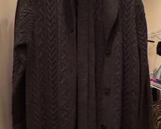Men's Charcoal Gray Cable Knit Cardigan