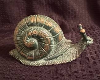Vintage Patinated Bronze Snail Figurine