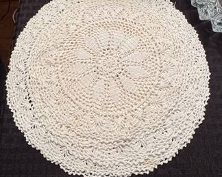 Vintage Hand-Crocheted Cotton Doily