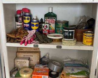 Metal Utility Cabinet with Assorted Workshop Supplies