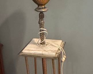 Antique Victorian Brass and Marble Piano or Organ Floor Lamp