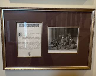 Antique 'Feeding-Time' Engraving and Descriptive Text Plaque