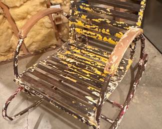 Vintage Art Deco Style Metal Slat Rocking Chair