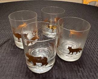 Mid-Century Modern Wildlife Silhouette Rocks Glasses