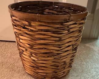 Vintage Woven Rattan Wastebasket