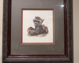 Webb Garrison Signed Raccoon in Boot Print