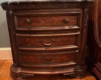 Traditional Marble-Top Three-Drawer Nightstand