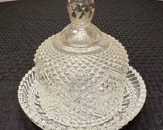 Vintage Avon Fostoria Diamond Point Butter Dish