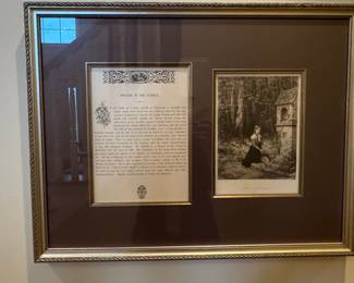 Hubert Salentin 'Prayer in the Forest' Framed Engraving with Descriptive Text