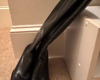 Women's Black Leather Knee-High Boots