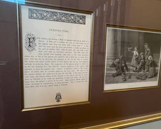 Antique 'Feeding-Time' Engraving and Descriptive Text Plaque