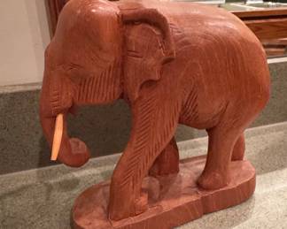 Hand-Carved Wooden Elephant Sculpture