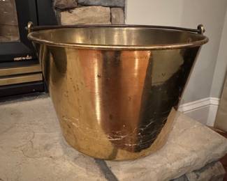 Antique American Spun Brass Hearth Bucket