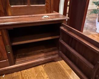 Solid Walnut Gun Cabinet with Lower Storage