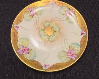Hand-Painted Limoges Porcelain Violet Motif Saucer