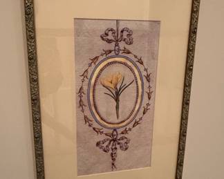 Botanical Watercolor in Neoclassical Gilt Frame