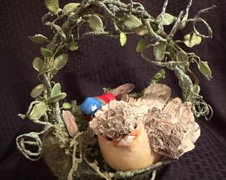 Vintage Decorative Bird and Nest Figurine
