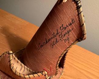 Enchanted Forest Old Forge NY Souvenir Birch Bark Wigwam and Canoe