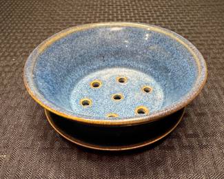Studio Pottery Berry Bowl with Drip Glaze