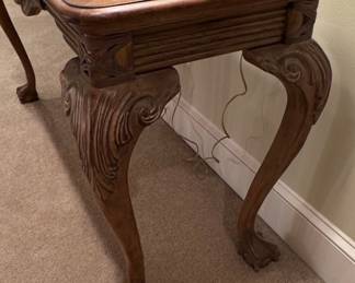 Chippendale Style Carved Mahogany Console Table with Glass Top
