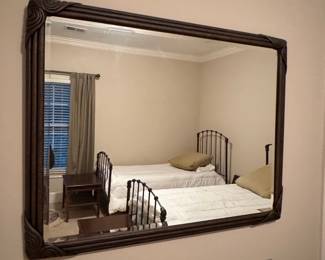 Large Rectangular Wall Mirror with Carved Corner Detail