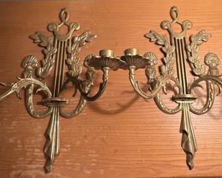 Neoclassical Style Brass Wall Sconces