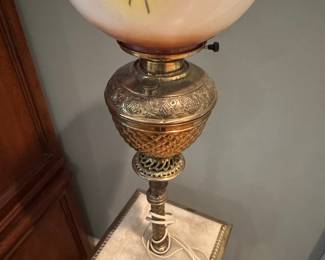 Antique Victorian Brass and Marble Piano or Organ Floor Lamp