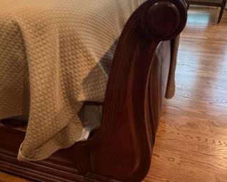 Traditional Sleigh Bed with Leather Upholstery