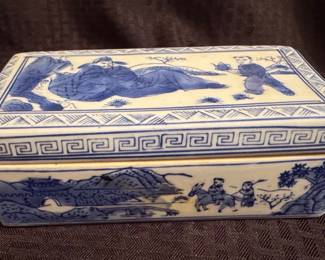 Chinese Blue and White Porcelain Rectangular Box