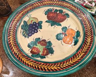 Italian Majolica Hand-Painted Fruit Serving Platter
