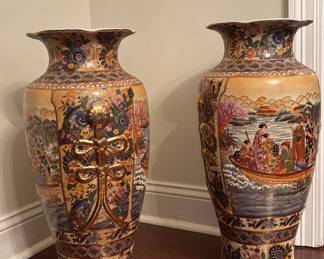 Japanese Satsuma-style porcelain floor vases
