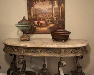 French / Neoclassical marble top console table