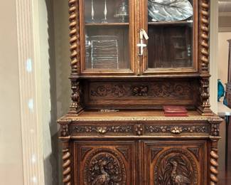 Renaissance Revival / Henri II-style carved oak court cabinet 