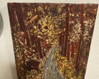 Impressionist Style Forest Path Oil Painting