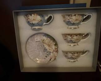 Magnolia Blossom Porcelain Tea Cup and Saucer Set