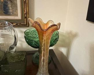 Imperial Glass Marigold Carnival Glass Ripple Swung Vase