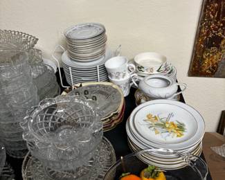 Assorted Vintage Glassware and Porcelain Tableware Collection