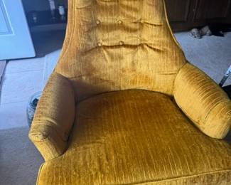 Vintage Gold crushed Velvet Mid- Century Living room Chair