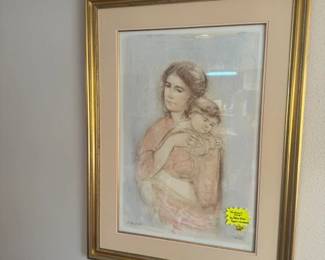 Extra Large Beautifully Framed and Number Lithograph by Edna Hibel